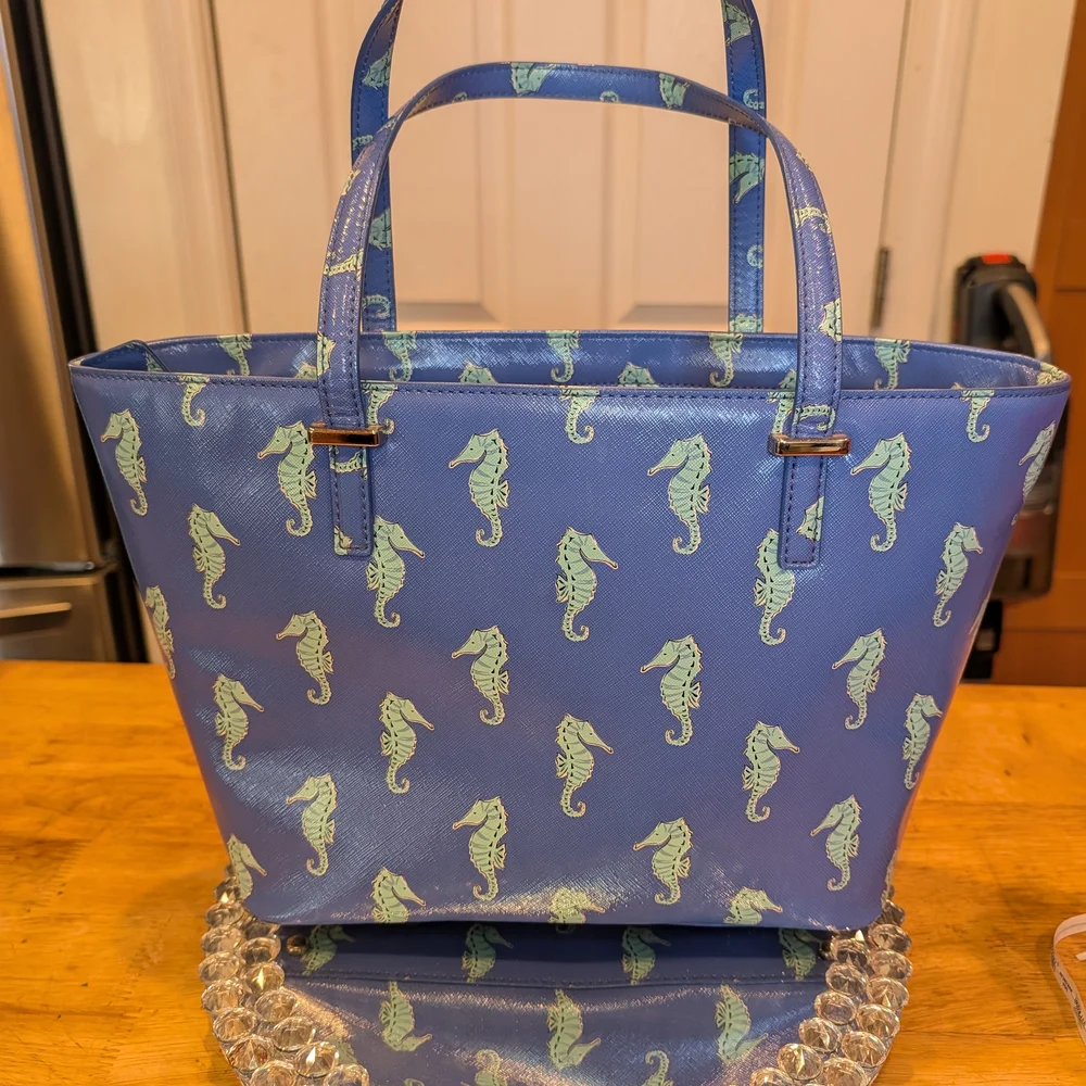 Kate Spade New York Cedar Street Seahorses Mini Harmony Tote Bag EUC